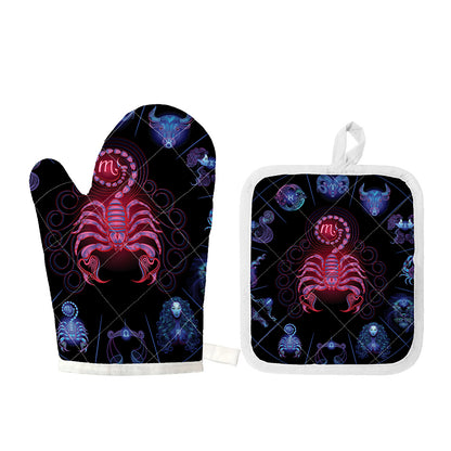 Scorpio And Astrological Signs Print Oven Mitt And Pot Holder Set