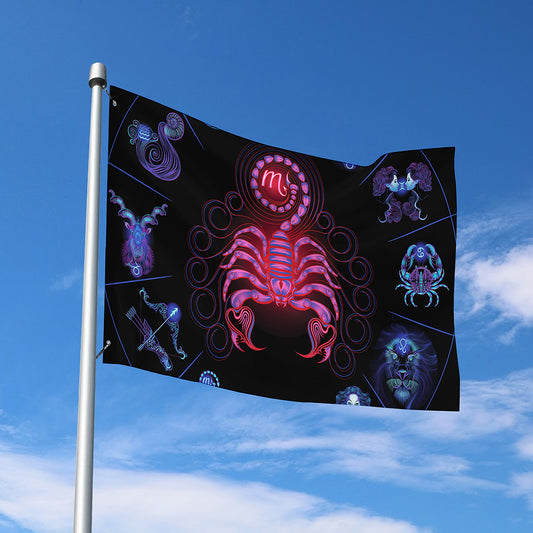 Scorpio And Astrological Signs Print Polyester Flag