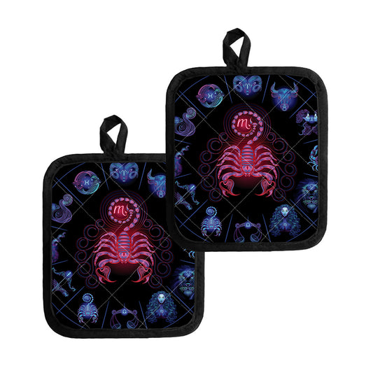 Scorpio And Astrological Signs Print Pot Holders