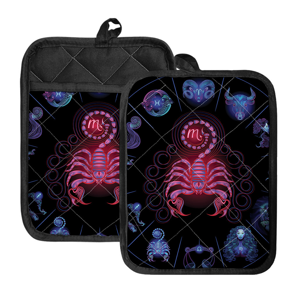 Scorpio And Astrological Signs Print Pot Holders With Pocket