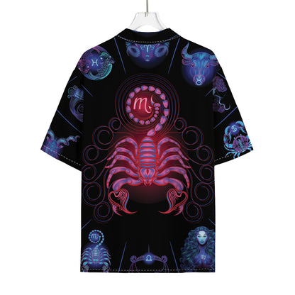 Scorpio And Astrological Signs Print Rayon Hawaiian Shirt