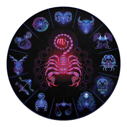 Scorpio And Astrological Signs Print Round Blanket