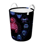 Scorpio And Astrological Signs Print Round Laundry Basket