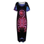 Scorpio And Astrological Signs Print Short Sleeve Long Nightdress
