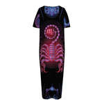 Scorpio And Astrological Signs Print Short Sleeve Long Nightdress