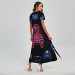 Scorpio And Astrological Signs Print Short Sleeve Maxi Dress