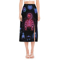 Scorpio And Astrological Signs Print Side Slit Midi Skirt