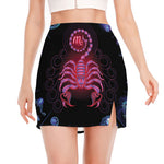 Scorpio And Astrological Signs Print Side Slit Mini Skirt