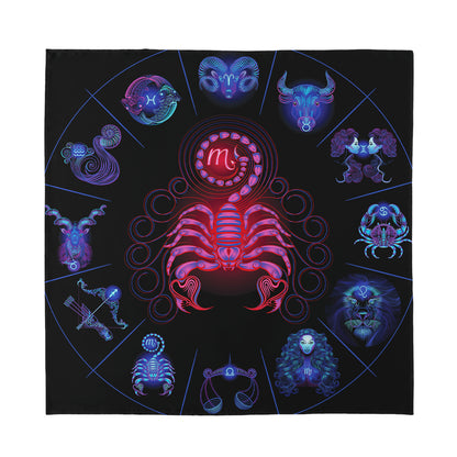 Scorpio And Astrological Signs Print Silk Bandana