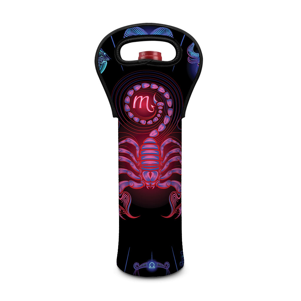 Scorpio And Astrological Signs Print Single Neoprene Wine Tote