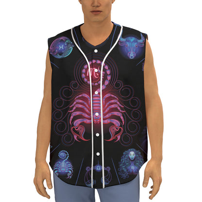 Scorpio And Astrological Signs Print Sleeveless Baseball Jersey