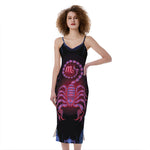 Scorpio And Astrological Signs Print Slim Fit Midi Cami Dress