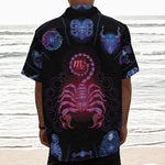 Scorpio And Astrological Signs Print Textured Short Sleeve Shirt