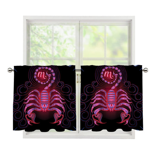 Scorpio And Astrological Signs Print Tier Curtains