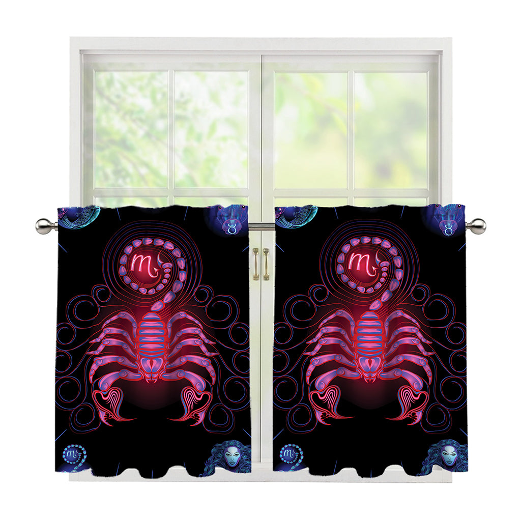 Scorpio And Astrological Signs Print Tier Curtains