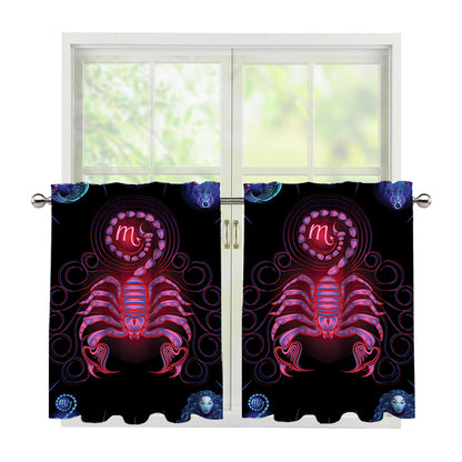 Scorpio And Astrological Signs Print Tier Curtains