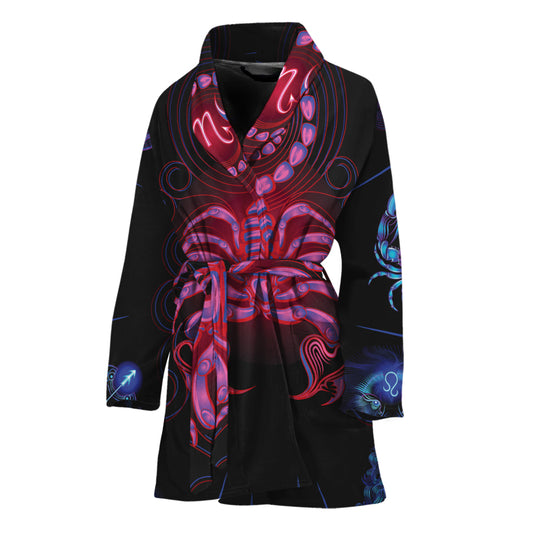 Scorpio And Astrological Signs Print Women's Bathrobe