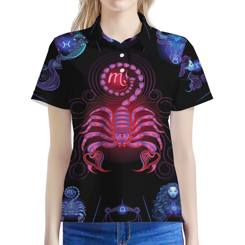 Scorpio And Astrological Signs Print Women's Polo Shirt