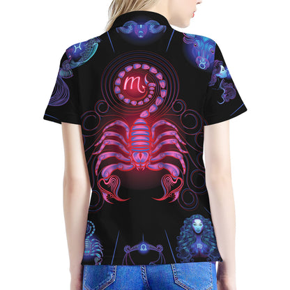 Scorpio And Astrological Signs Print Women's Polo Shirt