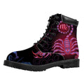 Scorpio And Astrological Signs Print Padded Collar Lace Up Boots