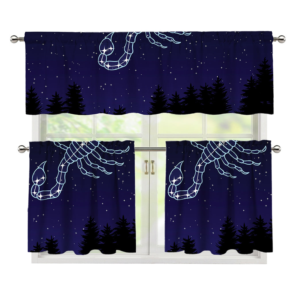 Scorpio Constellation Print 3 Piece Kitchen Curtains