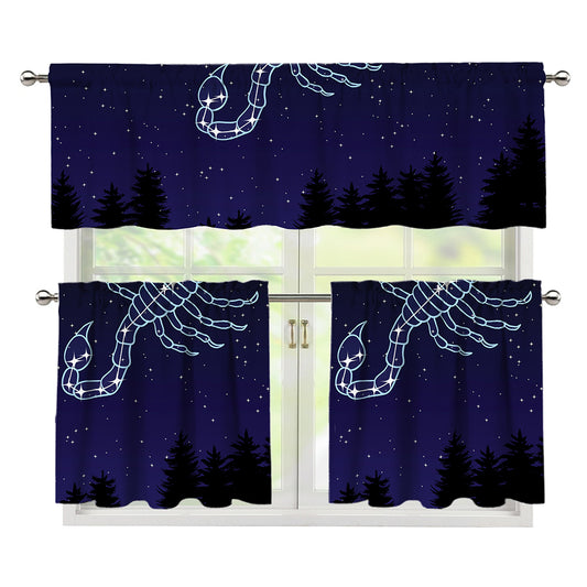 Scorpio Constellation Print 3 Piece Kitchen Curtains