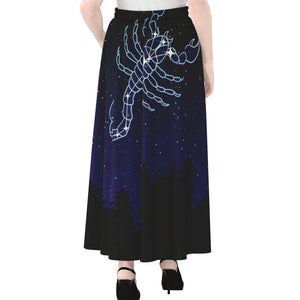 Scorpio Constellation Print Chiffon Maxi Skirt