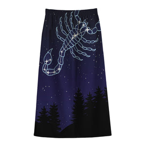 Scorpio Constellation Print Cotton Front Slit Maxi Skirt