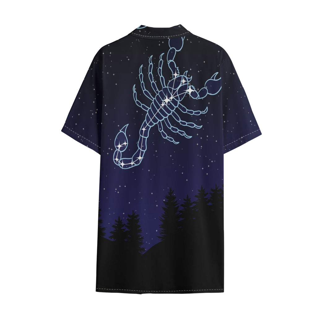 Scorpio Constellation Print Cotton Hawaiian Shirt