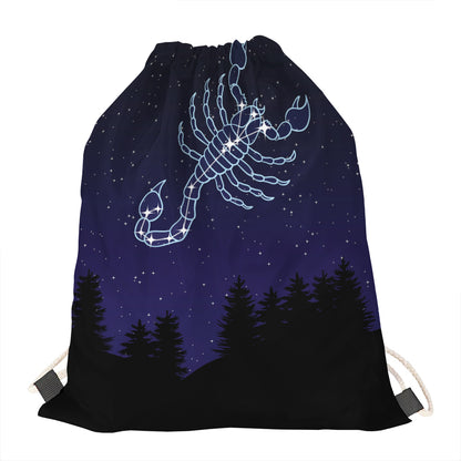 Scorpio Constellation Print Drawstring Bag