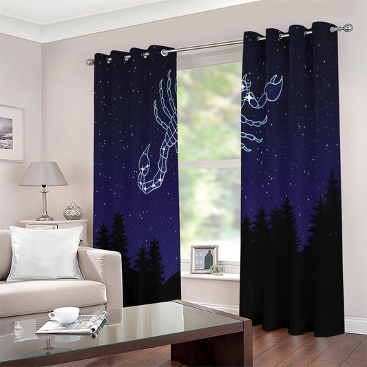 Scorpio Constellation Print Extra Wide Grommet Curtains
