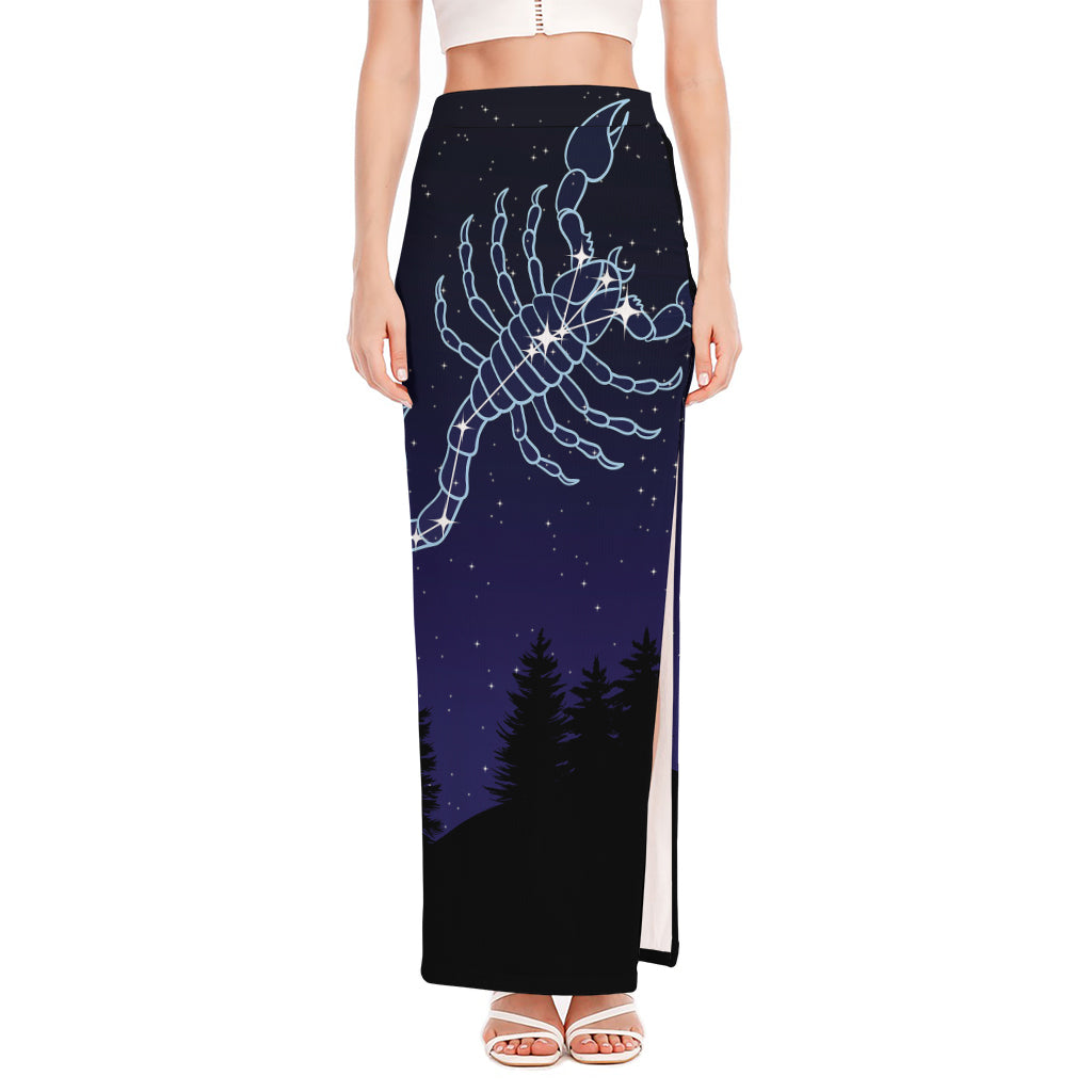 Scorpio Constellation Print High Slit Maxi Skirt