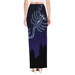 Scorpio Constellation Print High Slit Maxi Skirt