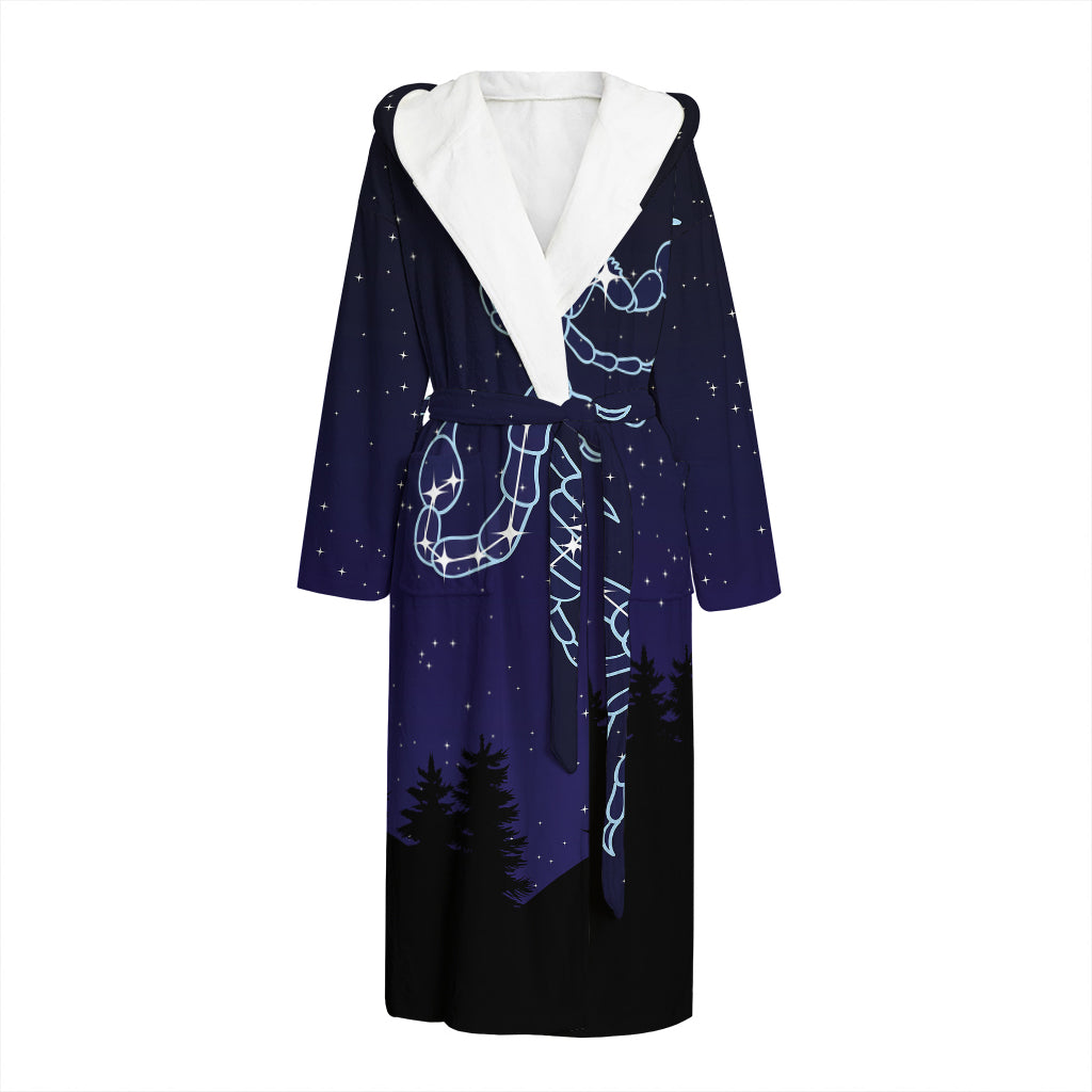 Scorpio Constellation Print Hooded Bathrobe