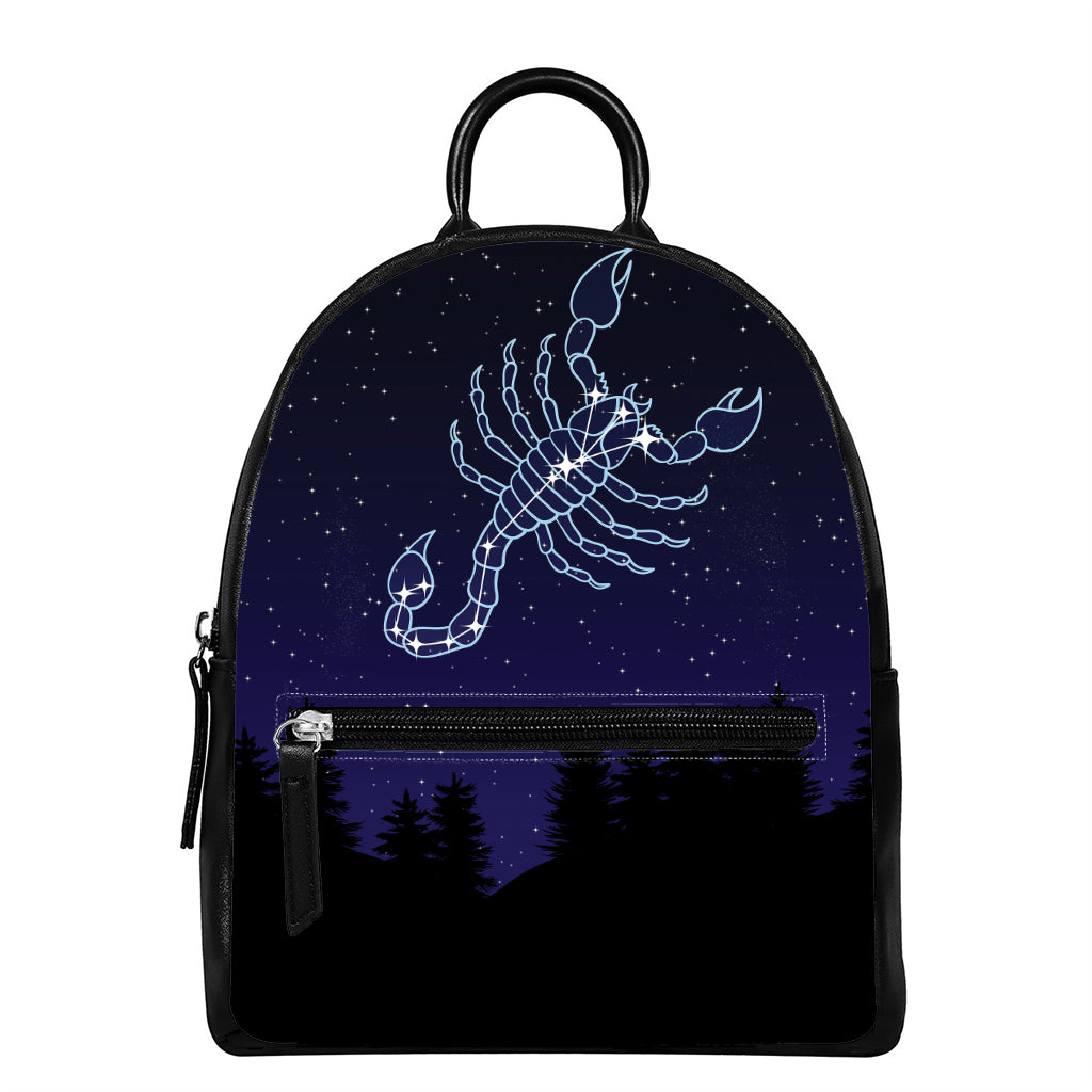 Scorpio Constellation Print Leather Backpack