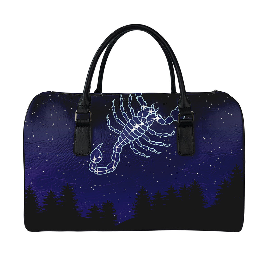 Scorpio Constellation Print Leather Duffle Bag