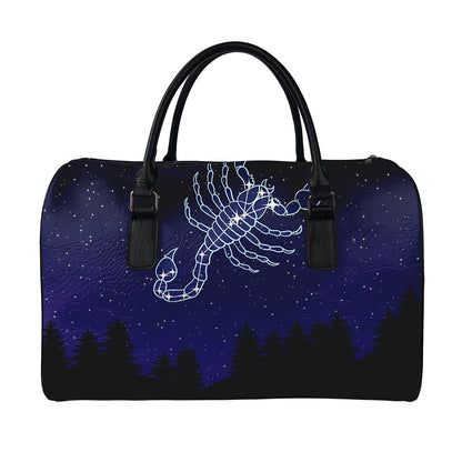 Scorpio Constellation Print Leather Duffle Bag