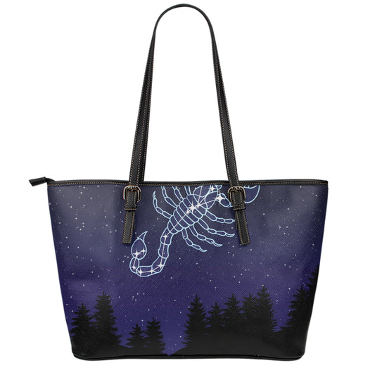 Scorpio Constellation Print Leather Tote Bag