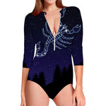 Scorpio Constellation Print Long Sleeve Swimsuit