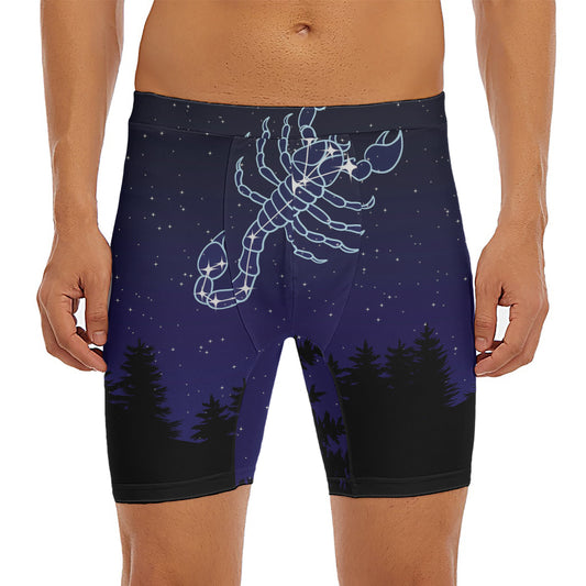Scorpio Constellation Print Men's Long Boxer Briefs