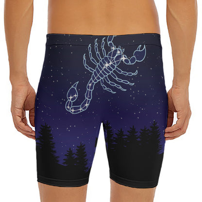 Scorpio Constellation Print Men's Long Boxer Briefs
