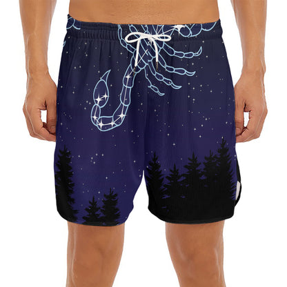 Scorpio Constellation Print Men's Split Running Shorts