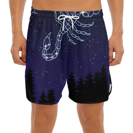 Scorpio Constellation Print Men's Split Running Shorts