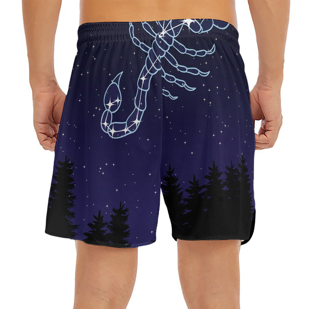 Scorpio Constellation Print Men's Split Running Shorts