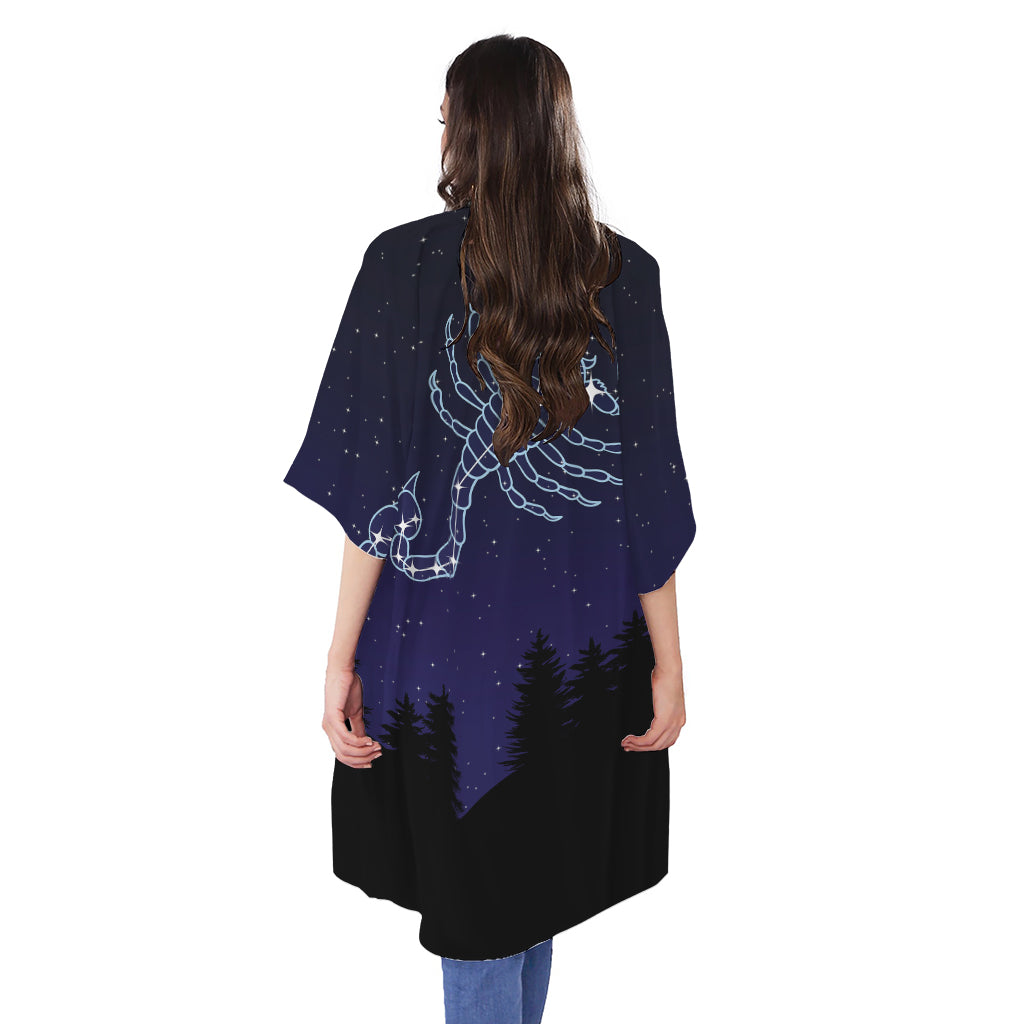 Scorpio Constellation Print Open Front Beach Cover Up