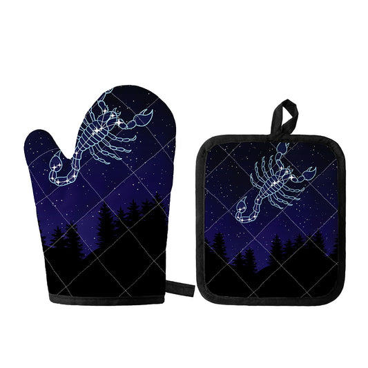 Scorpio Constellation Print Oven Mitt And Pot Holder Set
