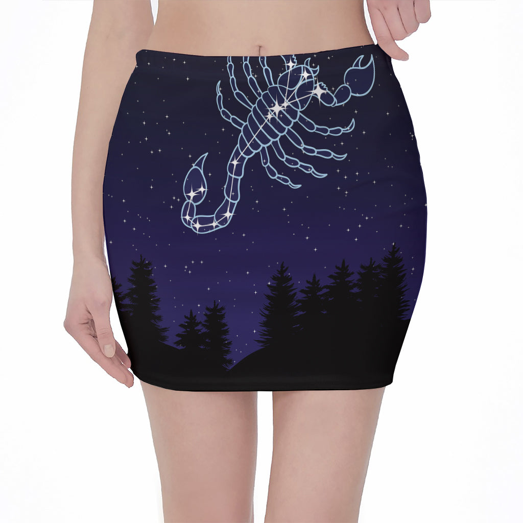 Scorpio Constellation Print Pencil Mini Skirt