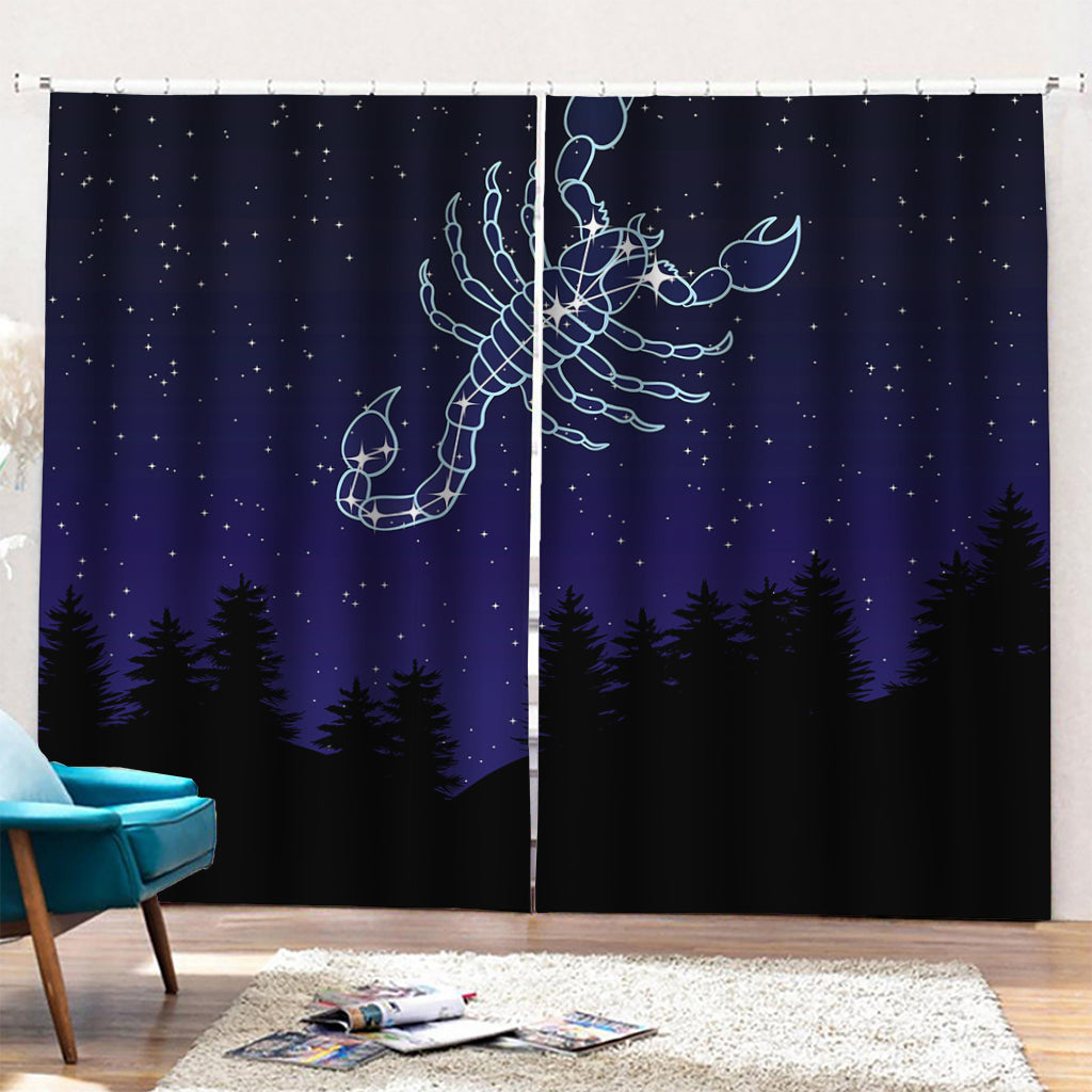 Scorpio Constellation Print Pencil Pleat Curtains