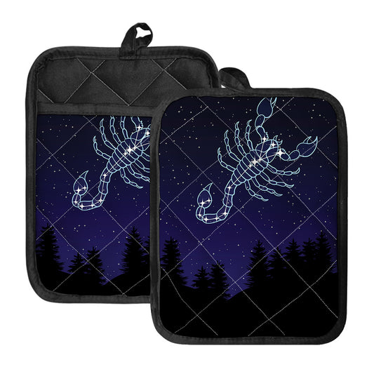 Scorpio Constellation Print Pot Holders With Pocket