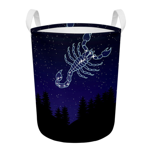 Scorpio Constellation Print Round Laundry Basket